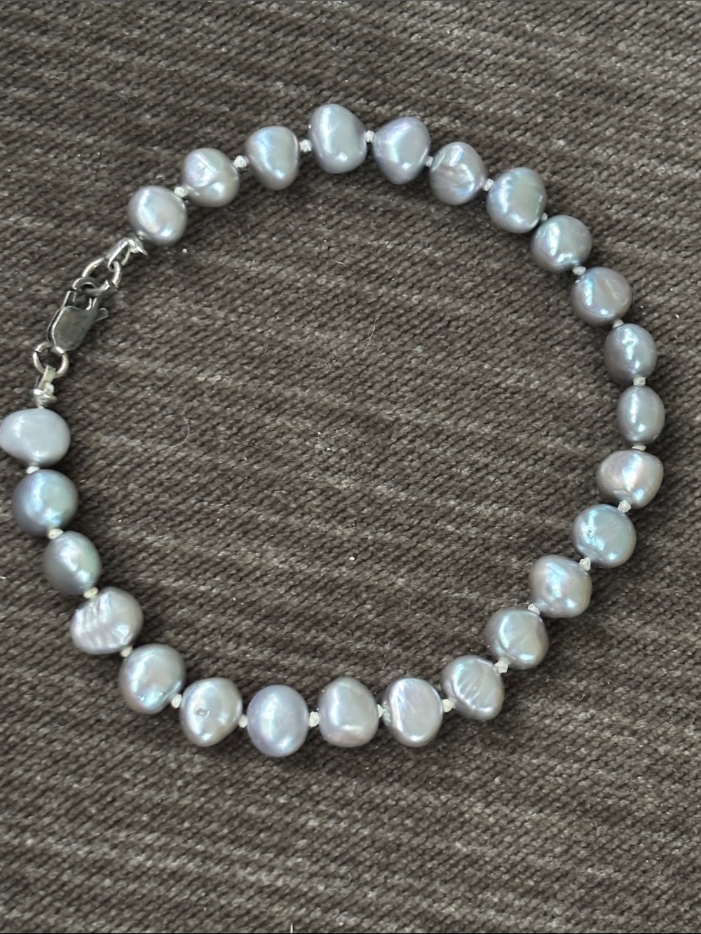 Sterling .925 Real Pearl Vintage bracelet 7.75” Cultured Baroque